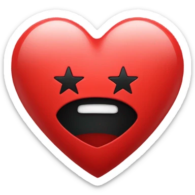 Red heart with black star in center  sticker