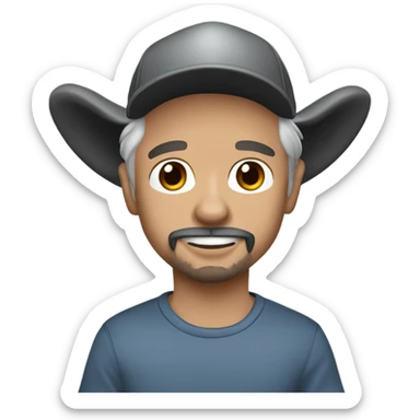 man blue eyes gray hair gray goatee ball cap holding chihuahua with long black hair sticker