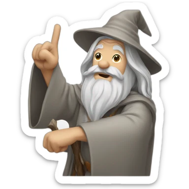 Gandalf making the rock sign sticker