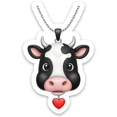 i need combination of this two emojis for making a neckless ❤️🐮 the desing must be simple so it can make easily  reduse details and make it black and white  use simple lines i insist rhe cow to be just like emoji sticker