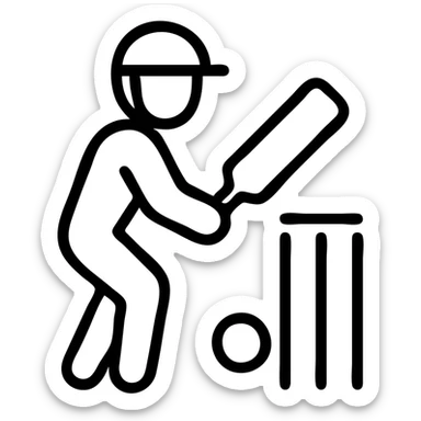 minimal icon of a cricket game, simple and clear lines sticker