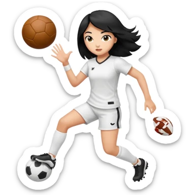 girl tha plays football black hair white sticker
