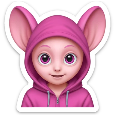 Aliens Pink, hoodie, cute big eyes, big ears sticker