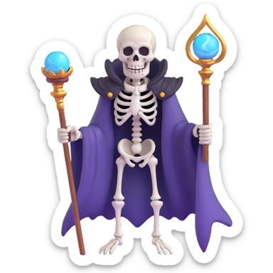 undead skeleton overlord with magical staff sticker