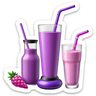 Purple bong next to a protein smoothie sticker