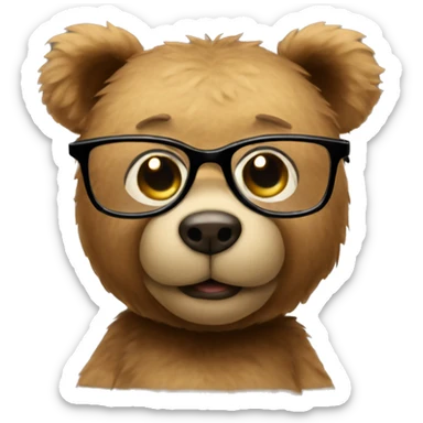 teddy bear with glasses  sticker