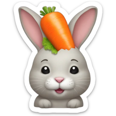 Small rabbit with carrot on head sticker