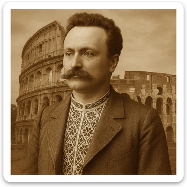 against the backdrop of the Colosseum sticker