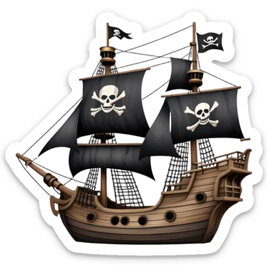 pirate ship with black flag sticker
