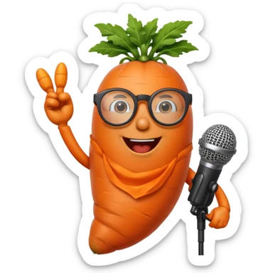 singing carrot wearing glasses with microphone sticker