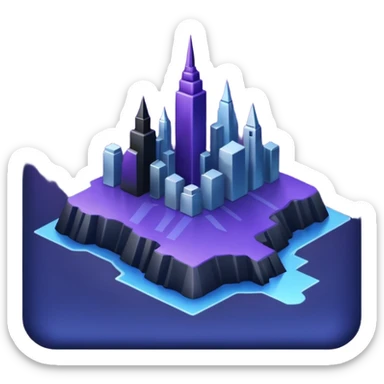 Landmark icon above the map. Colors: dark purple, dark blue, black, silver. sticker