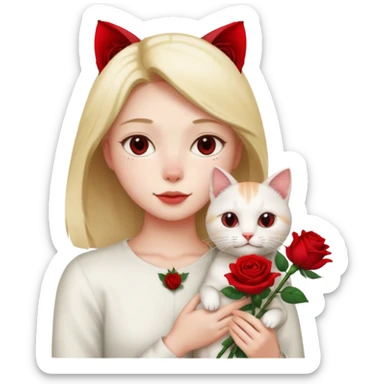 Flower 🌹in hand whiteout face in hand cat sticker