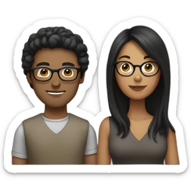  Acouple with dark hair woman with glasses sticker