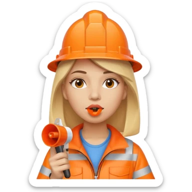 ağzında düdük kafasında huni olan kadın sticker