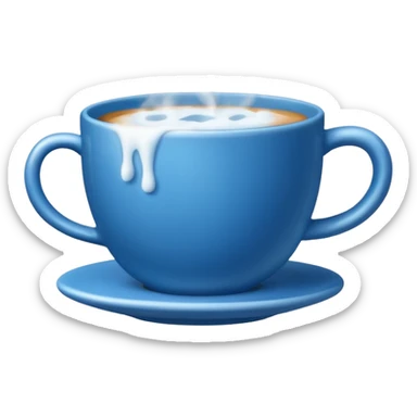 blue coffee cup with steam, no face sticker
