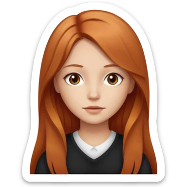 girlfriend with long middle part dark strawberry blonde hair with brown eyes sticker
