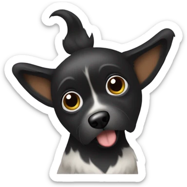 Perro negro peludo orejas largas sticker