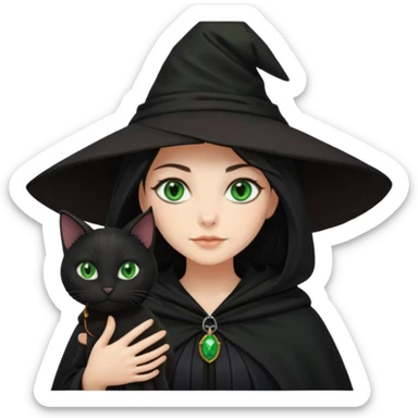 Witch with cat companion sticker