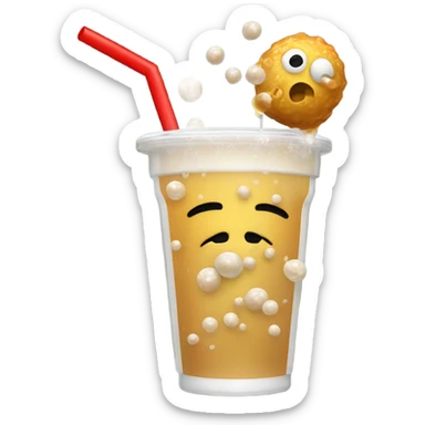 Trump being attacked by a boba drink sticker