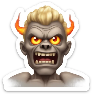 A very scary human Monster with Big muscle arms and flaming eyes  sticker
