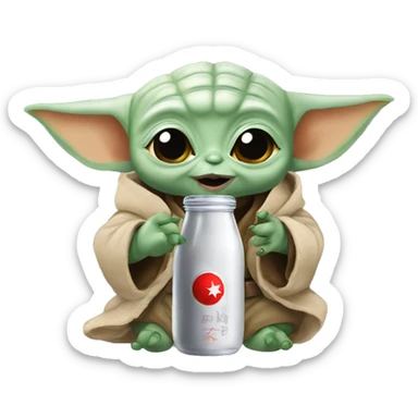 baby yoda drinking turkish raki sticker