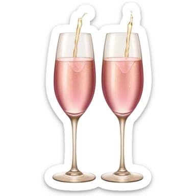 champagne glasses with pink champagne giving cheers with two hands five fingers sticker
