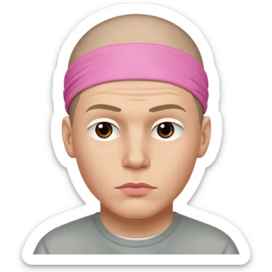 Micheal scofield looks to the side with his lips pursed with a pink ribbon on his head sticker