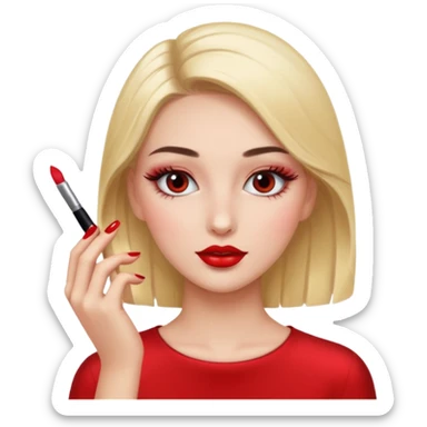 Girl doing make up with glossy nails and eyelashes sticker