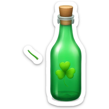 Ios 9.1 emoji style, a four-leaf clover in a glass bottle sticker