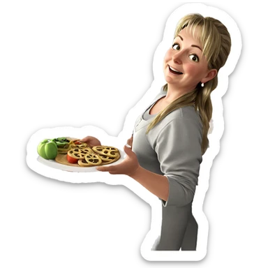 smiling girl in kitchen window sticker