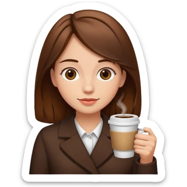 Brown haired girl with coffee sticker