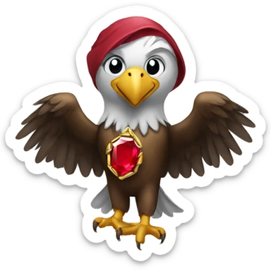 A picture of an eagle holding a ruby  sticker