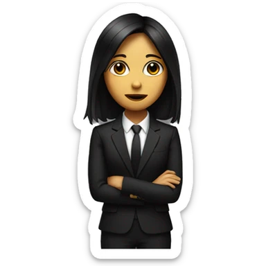 a girl with a dark square in a suit sticker