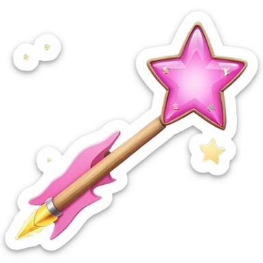wand with pink heart shooting star effect sticker