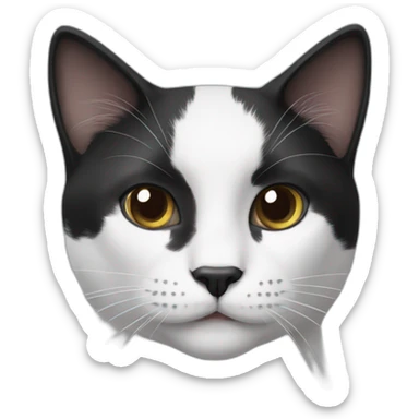Black-and-White-cat-with-black-nose sticker