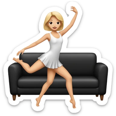 I can't dancing on the sofa, black one sticker