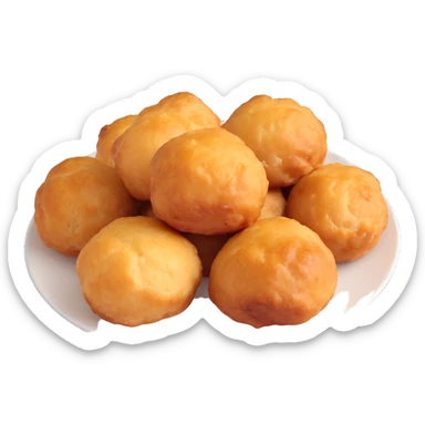 a single Dutch fried dough ball oliebollen, golden brown, simple, isolated sticker