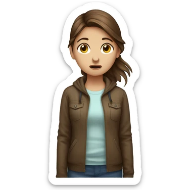 Brown hair girl standing up with a concussion head ache  sticker