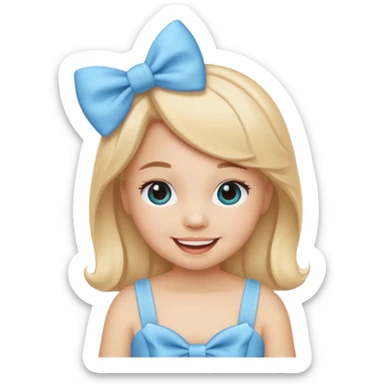 Mache einen coquette emoji ne babyblaue schleife sticker