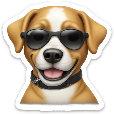 Dog wearing sunglasses on a motorbike sticker