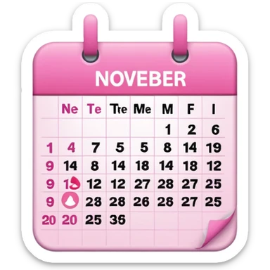 pink calendar of november 2025 in poppins text form sticker