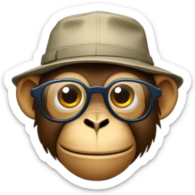 monkey wearing a bucket hat and glasses sticker