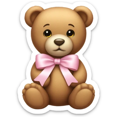 Teddy bear with light pink bow  sticker