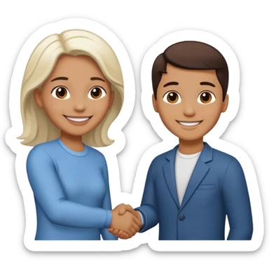 Dos personas dandose la mano como agradecimiento, una persona de color y una persona blanca sticker