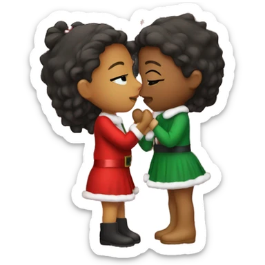 Girls kissing in Christmas attire sticker