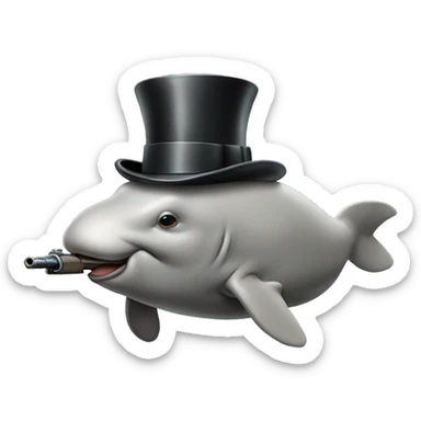 Dugong holding a gun wearing a top hat  sticker