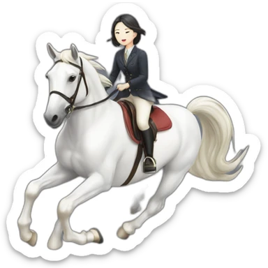 white-hourse-with-jumping-compelition-rider—japanese-girl sticker