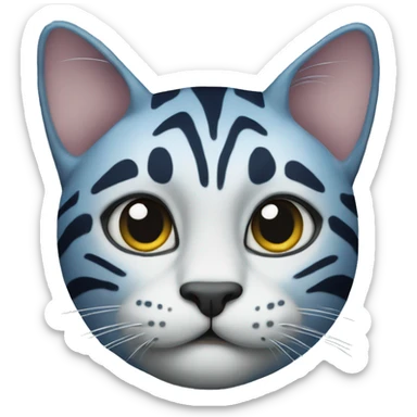 cat with bleu tiger pattern sticker