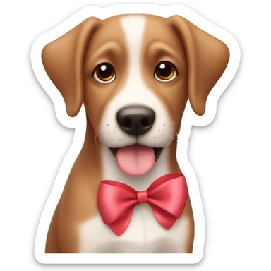 A cute brown dog with a ribbon ￼ sticker