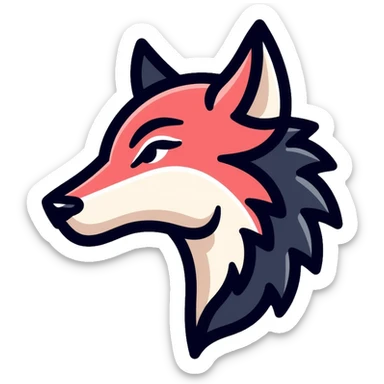 wolf profile, side view of wolf head sticker
